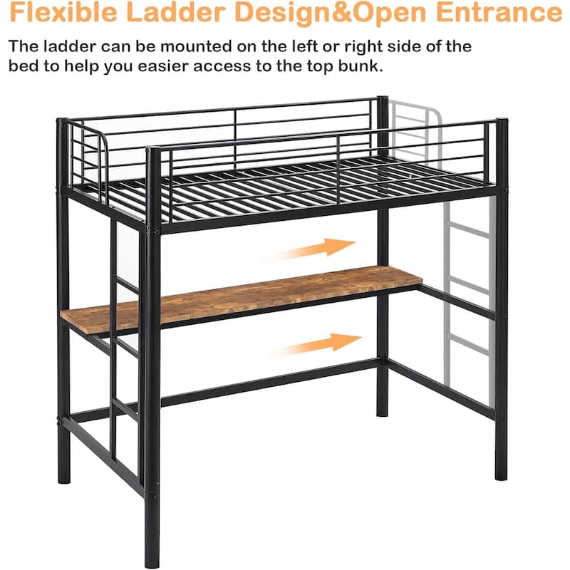 Javlergo Twin Bunk Bed with Desk Reversible Ladder Space Saving Twin loft Bed with Stairs and Full Length guardrail