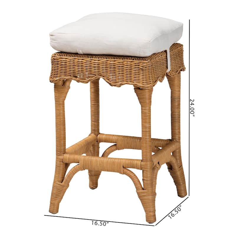 Muy Bohemian Scallop Honey Rattan Counter Stool