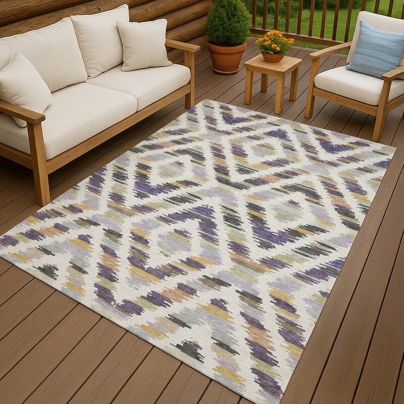 Machine Washable Indoor/ Outdoor Global Diamdon Chantille Rug - Purple - 10' x 14'