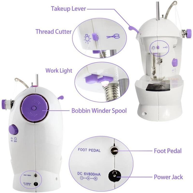 Mini Sewing Machine, Portable Adjustable 2 - Speed Double Thread Sewing Machine
