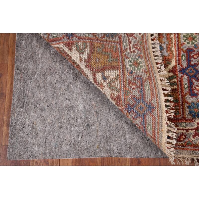 Geometric Heriz Serapi Indian Accent Rug Handmade Grey Wool Carpet - 2'1" x 3'2"