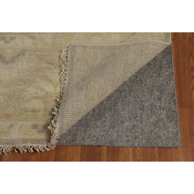 Transitional Earth Tone Brown Oushak Area Rug Handmade Wool Carpet - 9'1" x 11'8"