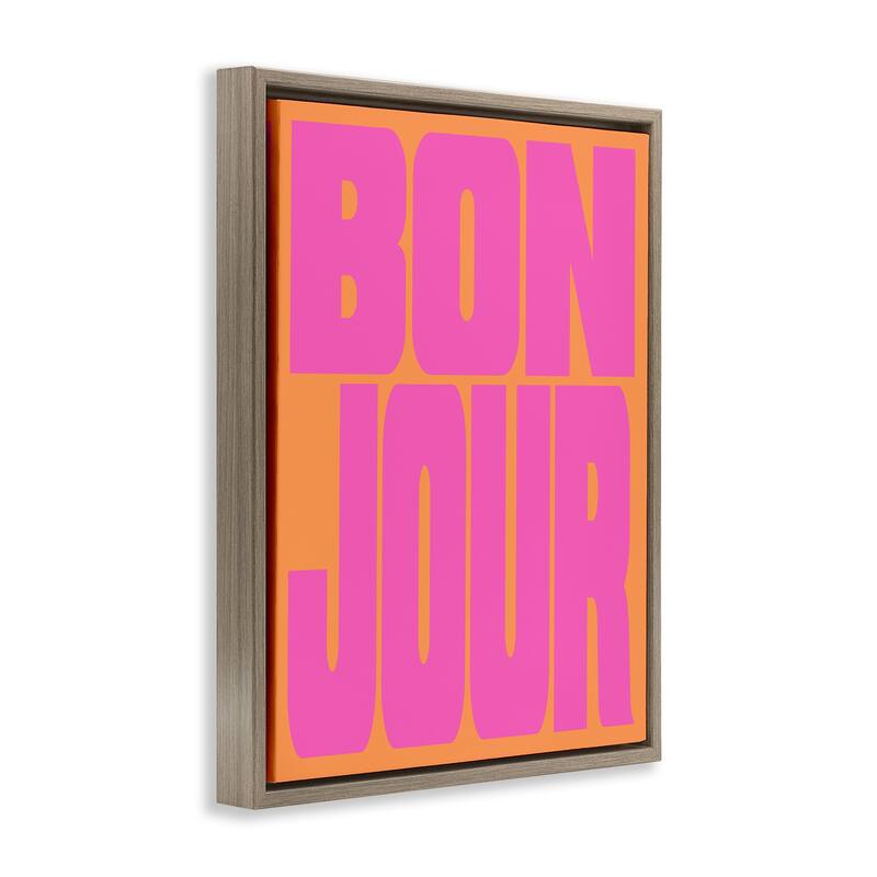 Stupell Bonjour Pink & Orange Framed Floater Canvas Wall Art Design By House of Lulu