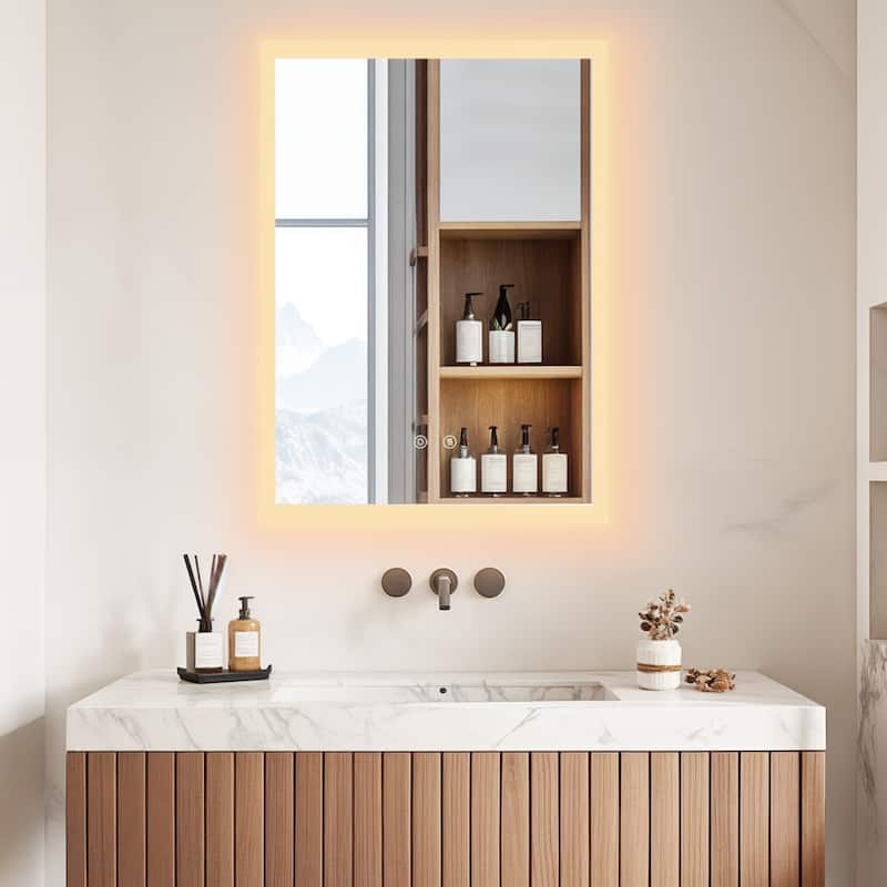 Rectangle Wall LED Bathroom Mirror Backlight Anti-fog Makeup Mirror Horizontal or Vertical
