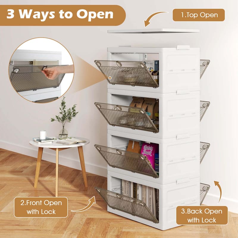 Costway 3/4-Tier Stackable Storage Bins 33-gal Collapsible Storage