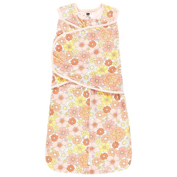 slide 1 of 1, Hudson Baby Infant Girl Convertible Swaddle Sleep Sack, Peace Love Flowers