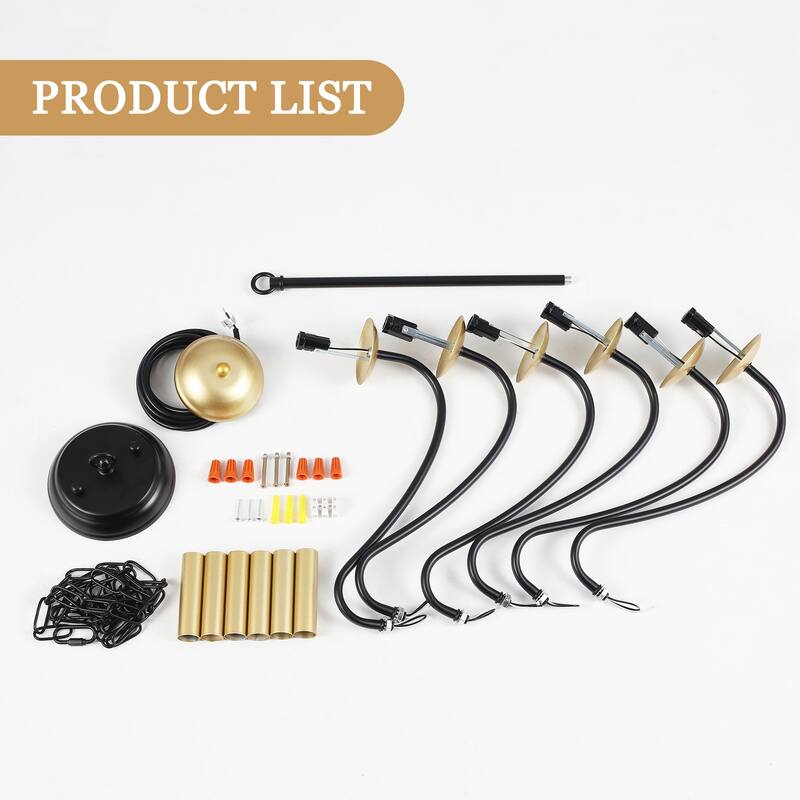 6-Light Rustic Farmhouse Simple Candle Chandelier for Bedroom, Kitchen, Living Room and Foyer