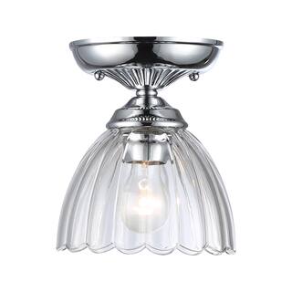 Golden Lighting Audra 1-light 7in Semi-Flush Mount in Chrome - 1-Light 7" Semi-flush