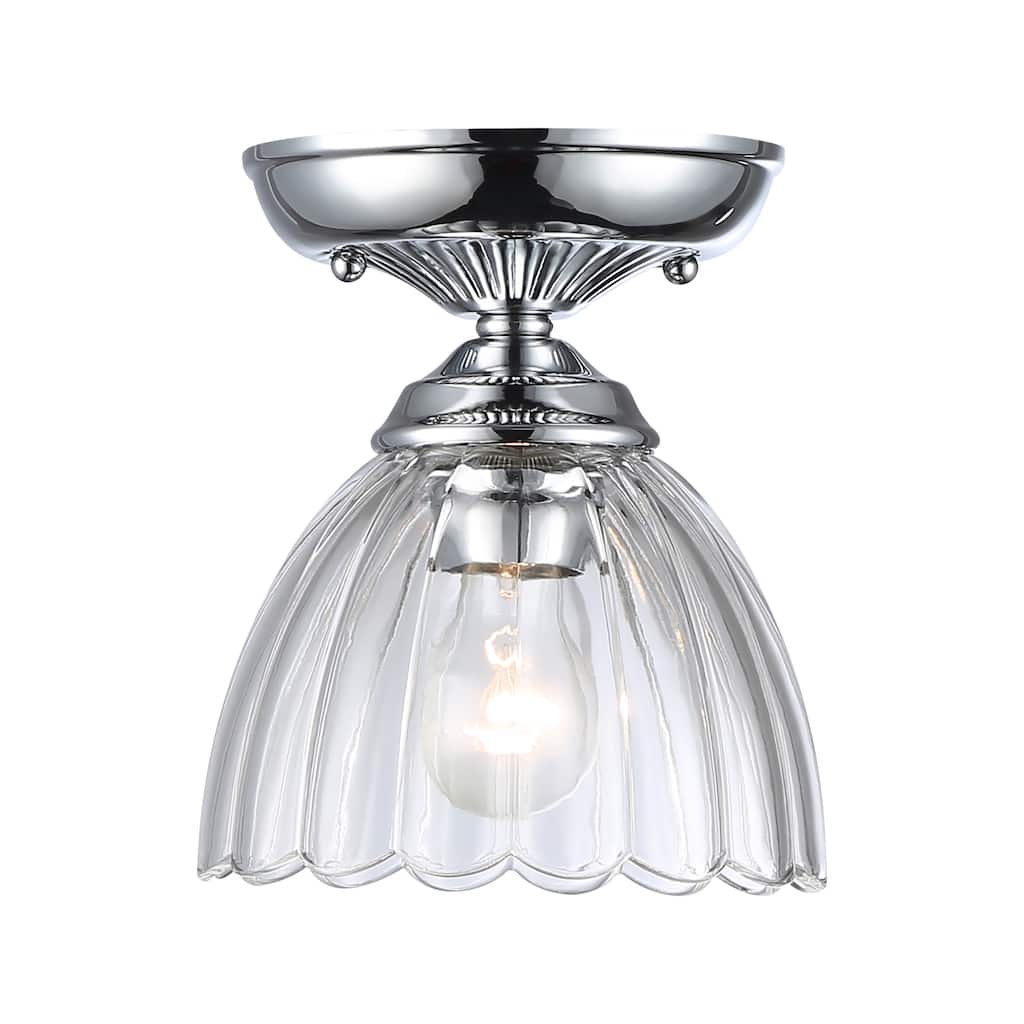 Golden Lighting Audra 1-light 7in Semi-Flush Mount in Chrome - 1-Light 7" Semi-flush