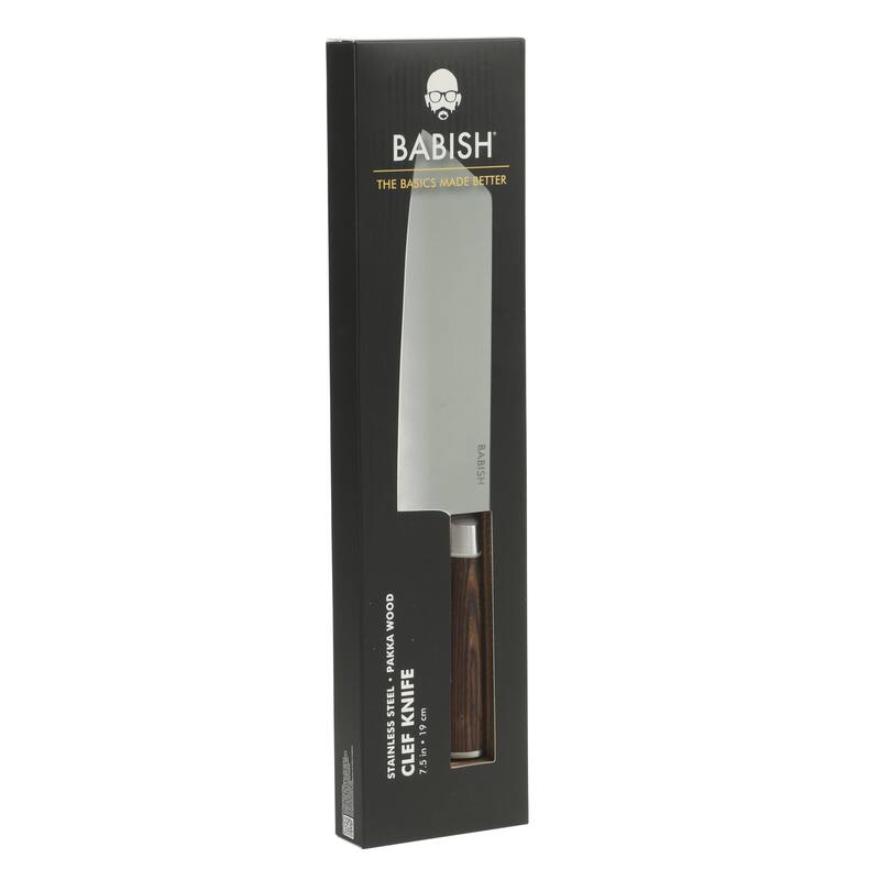 Babish High Carbon 1.4116 German Steel Full Tang 7.5-Inch Clef Knife Chef & Cleaver Hybrid for Chopping, Slicing & Prep