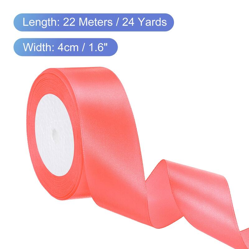 24 Yards Satin Ribbon Polyester for Gift Decoration - Orange Red
