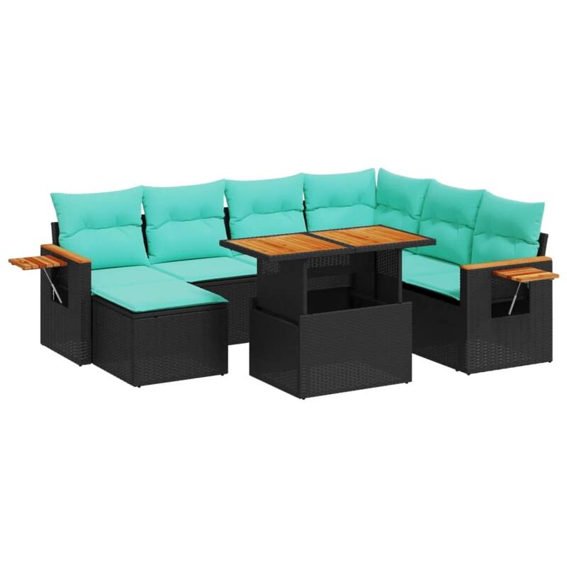 vidaXL Patio Sofa Set with Cushions Outdoor Furniture 8/9 Piece Poly Rattan - 21.7 x 24.4 x 27.2