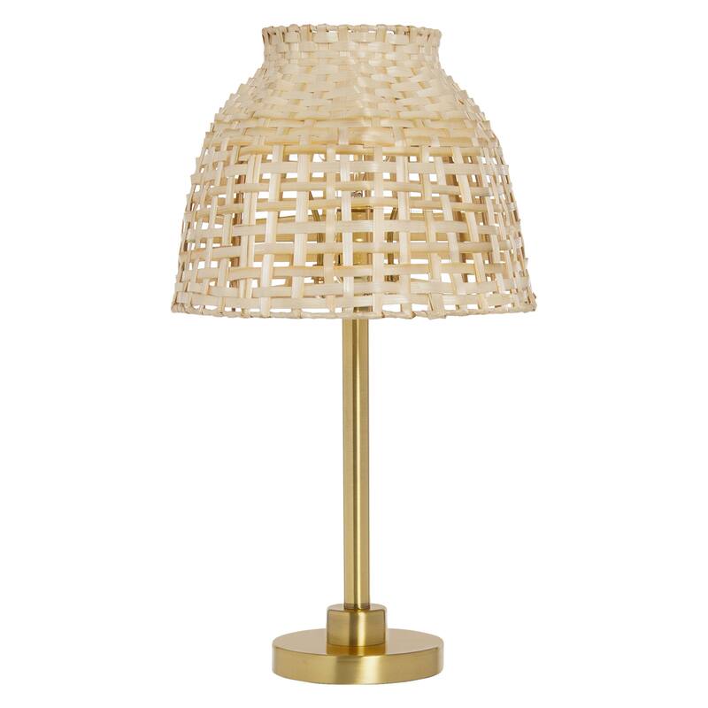 Ezekiel River of Goods Gold and Tan Metal and Bamboo Empire Shade 20-Inch Table Lamp - 11" x 11" x 20"