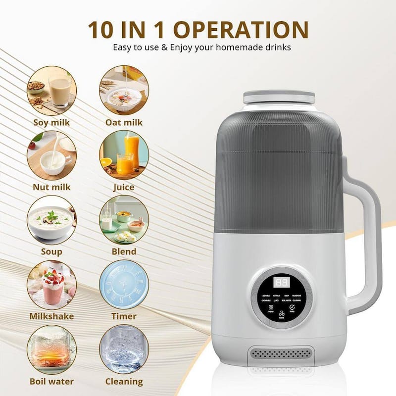 8-in-1 Nut Milk Maker, 40oz Blender Homemade Almond, Oat, Soy, Coconut milk, Juice & Soup, Electric Bean Milk Machine