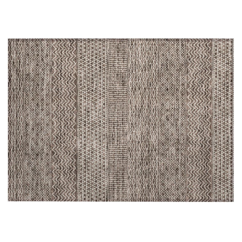 Machine Washable Indoor/ Outdoor Modern Stripes Chantille Rug