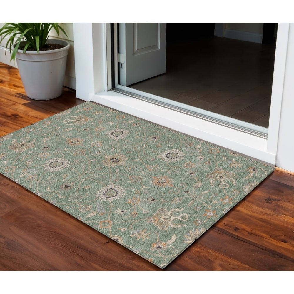 HomeRoots Floral Traditional Rectangle Outdoor Rug
