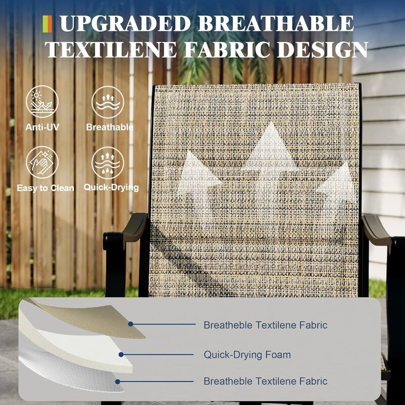 2PCS Outdoor Swivel Chairs With Textilene Breathable Back,Patio Swivel Rocker Chairs for Garden