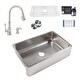 preview thumbnail 1 of 5, Lange Crafted Stainless Steel 32" Single Bowl Farmhouse Apron Kitchen Sink with Wheaton Faucet Kit