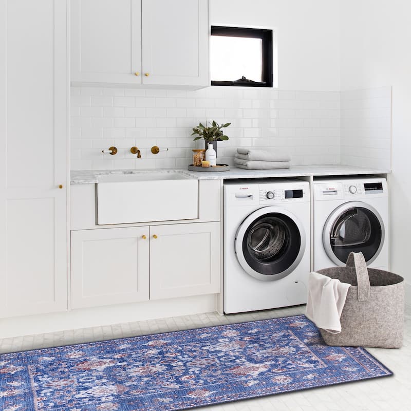 Machine Washable Indoor Rug Floral Pattern Stain Free for Indoor Living Room Bedroom Office Area Rug