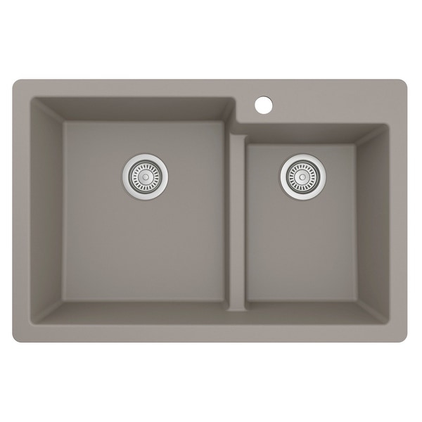 Karran Top Mount Large/Small Bowl Quartz Kitchen Sink - 33" x 22" x 9" - 33" x 22" x 9". Opens flyout.