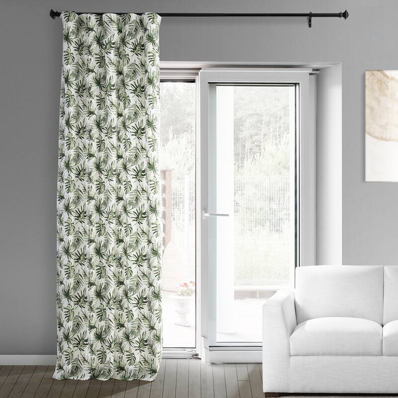 Exclusive Fabrics Coastal Leaf Cascade Printed Cotton Room Darkening Curtain (1 Panel)