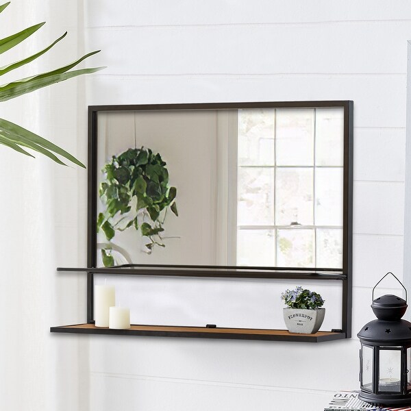 BED & BATH BEYOND ウォールミラー 　鏡　ミラー　46x56 Metal Frame Bathroom Wall Mirror With Shelf - N/A - Bed Bath
