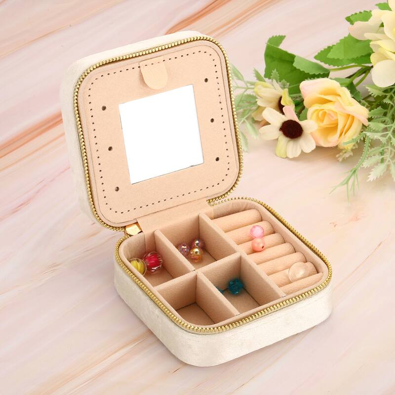 Travel Jewelry Case Jewelry Organizer Box with Mirror Square Style 2