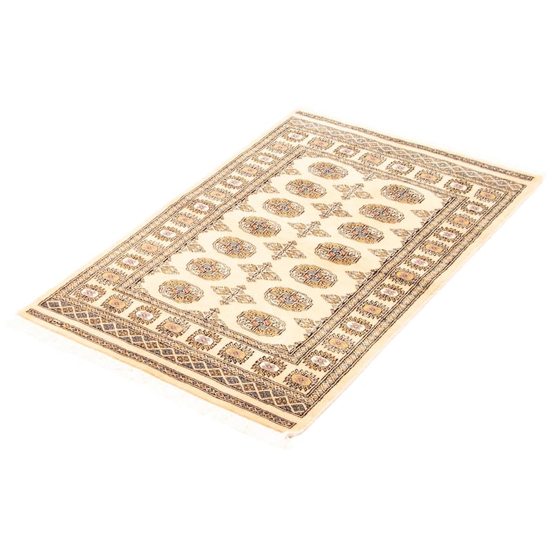 ECARPETGALLERY Hand-knotted Peshawar Bokhara Beige Wool Rug - 3'1 x 5'1
