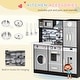 preview thumbnail 7 of 7, Qaba Wooden Play Kitchen with Lights Sounds, Kids Kitchen Playset with Washing Machine, Water Dispenser, Microwave, Range Hood