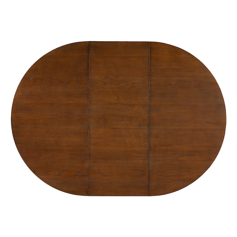 Solid Wood 57.3" Round Dining Table with Extendable Top and Removable Leaf for Gatherings and Family Meals