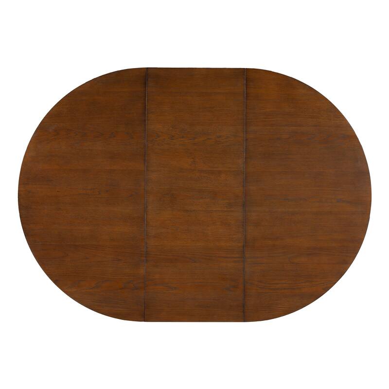 Solid Wood Extendable Round Dining Table Set for 4, Kitchen Table with Removable Leaf & Upholstered Chairs