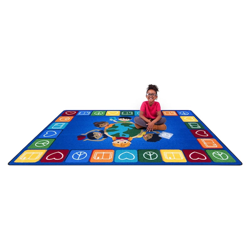 Peaceful Readers Multi Educational Nylon Area Rug