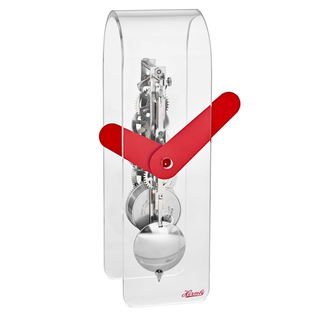 Arched Desk Clock - 9" - Silver and Red