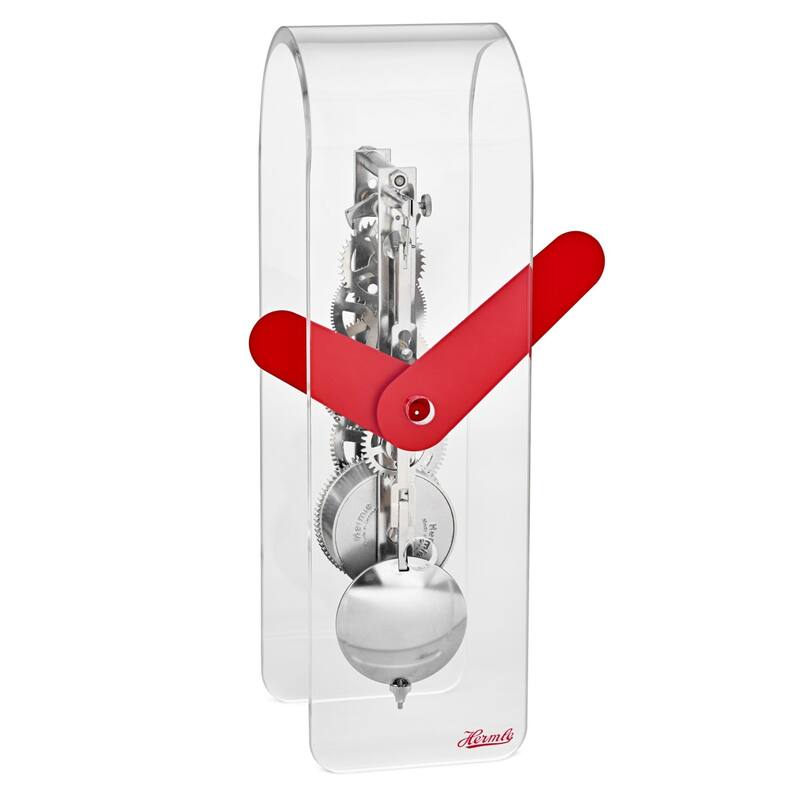 Arched Desk Clock - 9" - Silver and Red