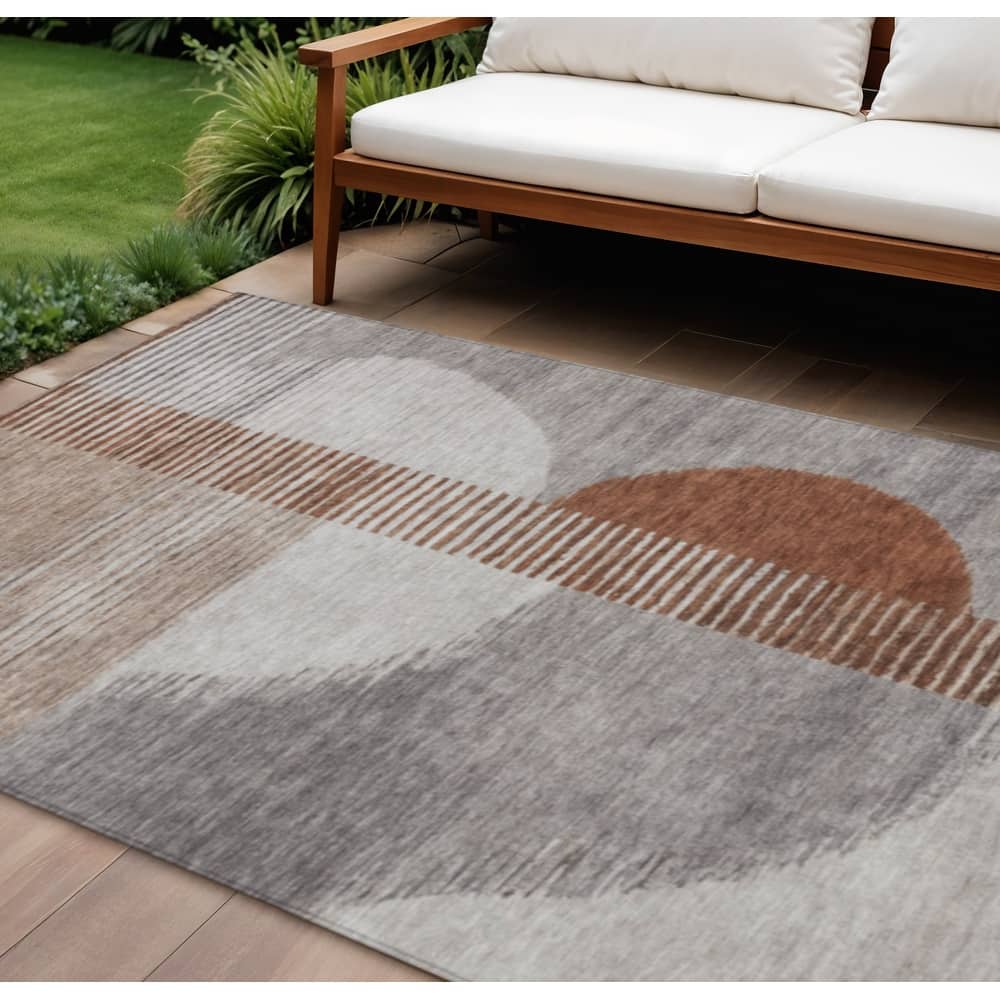 HomeRoots Geometric Transitional Rectangle Outdoor Rug