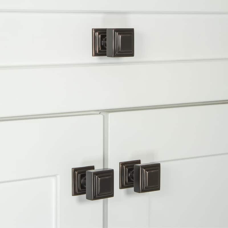 Grandeur CARR-BRASS-KNOB-CARR Carre 1-1/4" Solid Metal Stepped Square
