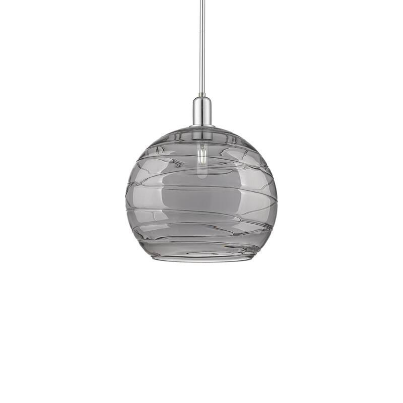 Innovations Lighting 716-1S-16-14 Athens Deco Swirl Pendant Athens - Polished Chrome / Light Smoke Deco Swirl