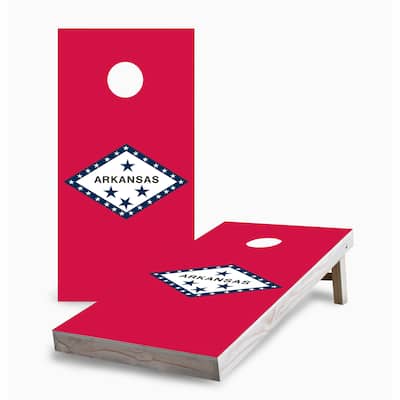 Arkansas State Flag Corn Hole Board Set w Case & Lights