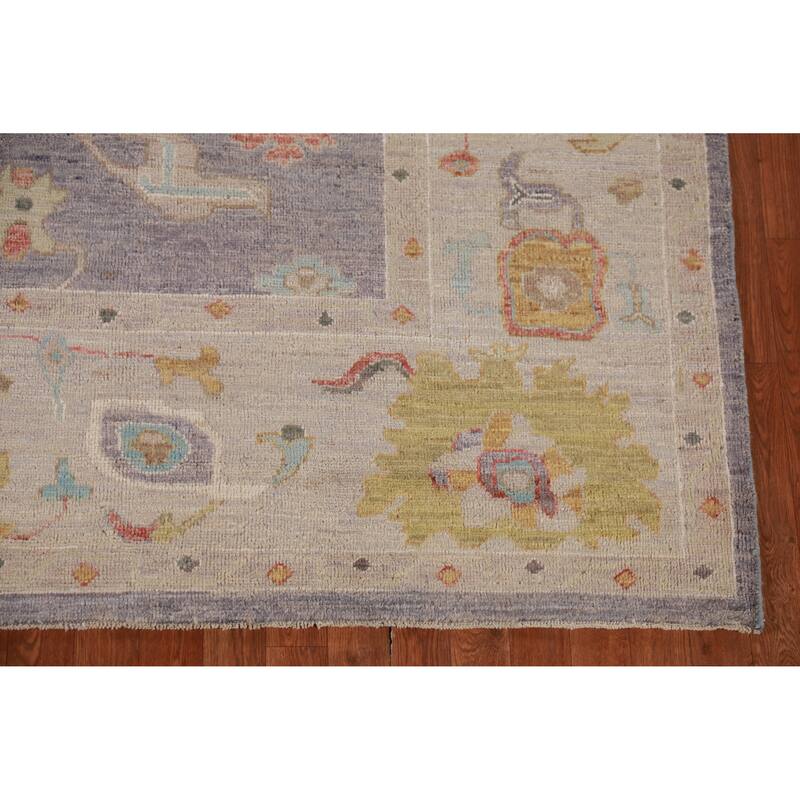 Hand Knotted Oriental 100% Wool Carpet Transitional All-Over Purples Oushak Area Rug - 9' 8'' X 8' 3''