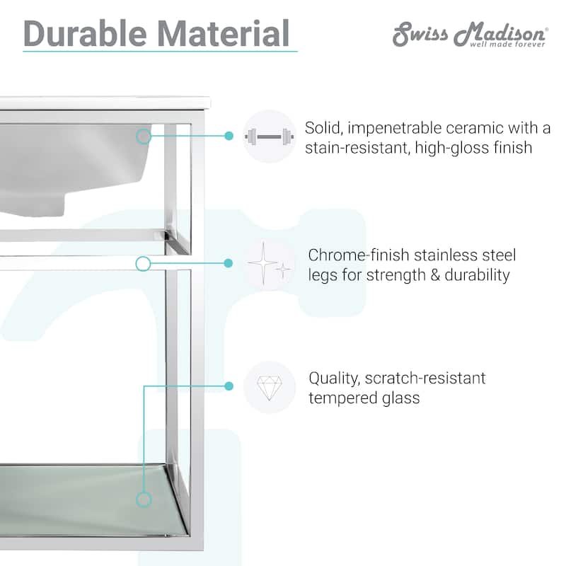 Pierre 30 Single, Open Shelf, Metal Frame Bathroom Vanity
