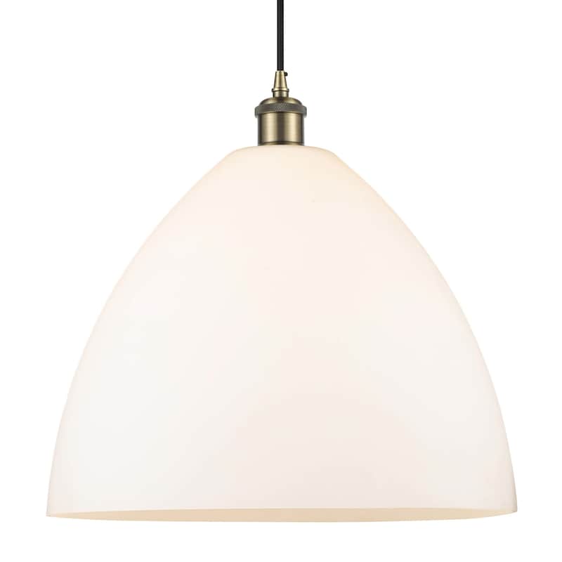 Innovations Lighting 516-1P-19-16 Bristol Pendant Bristol Glass 16" - Antique Brass / Matte White