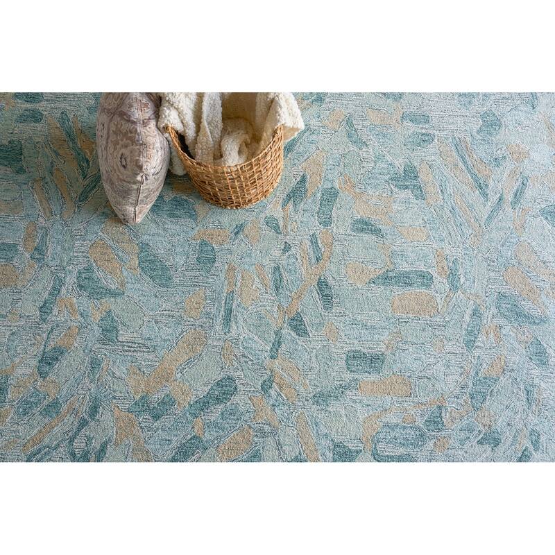 Botanica Turquoise/Ivory/Multi New Zealand Wool hand-tufted Area Rug
