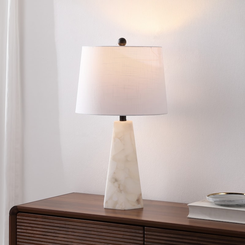 Highland 25.5" Alabaster LED Table Lamp, White by JONATHAN Y