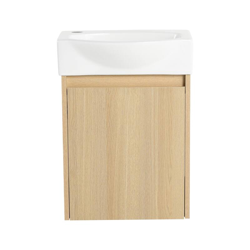 GDFStudio - Levistar Modern Wall-Mounted Bathroom Vanity with Scratch-Resistant Sink & Soft Close Door for Small Space