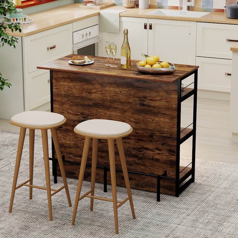 Costway Kitchen Island, 4-Tier Mini Bar Table Height Pub Table with - See Details