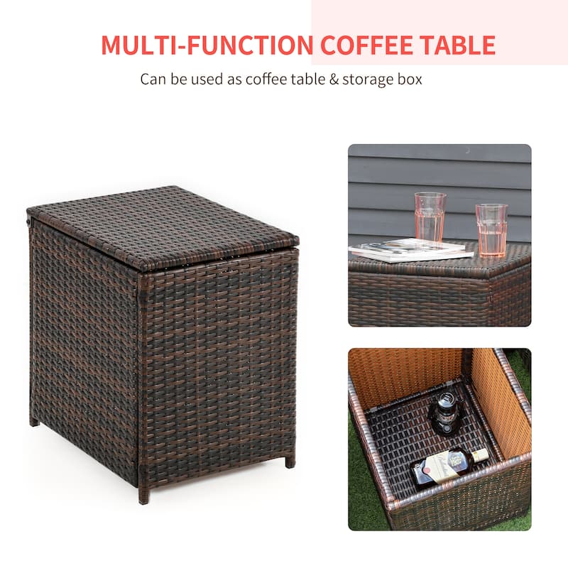 Outsunny 3 Piece PE Rattan Wicker Bistro Set with Cushions, Conversation Furniture Set for Backyard, Garden, Patio