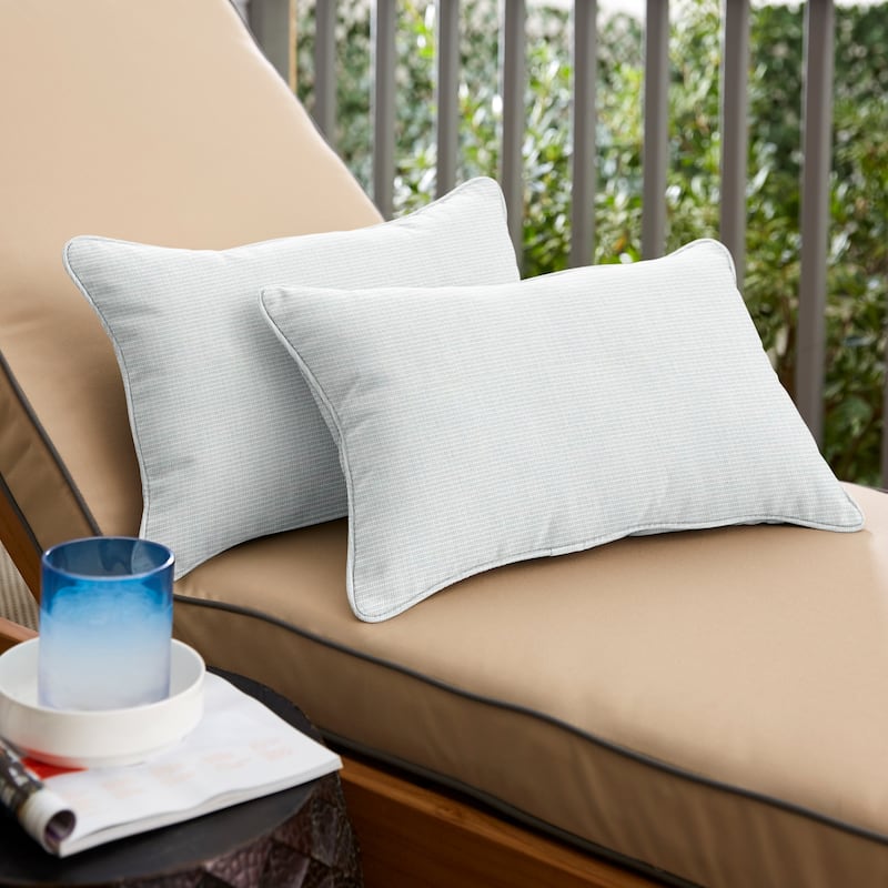 Sorra Home Sunbrella Canvas Indoor/Outdoor Corded Lumbar Pillows (Set of 2) - 13 in x 20 in - Canvas Skyline