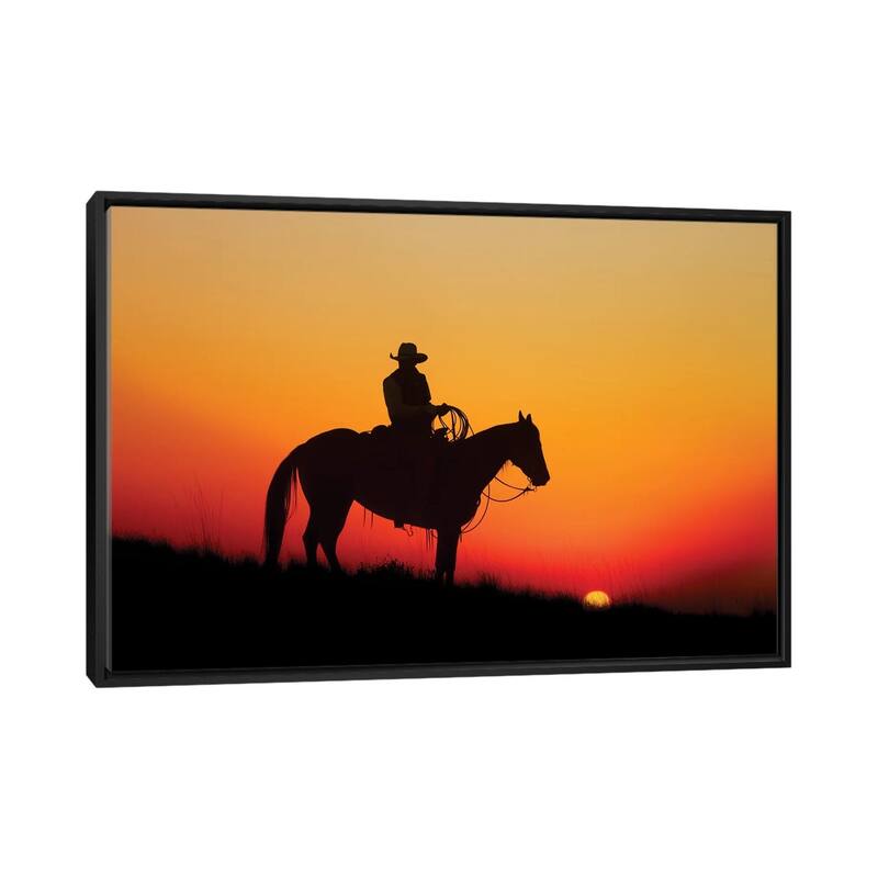 iCanvas "Cowboy Silhouette I" by Janet Fikar Framed - Black - 26x40