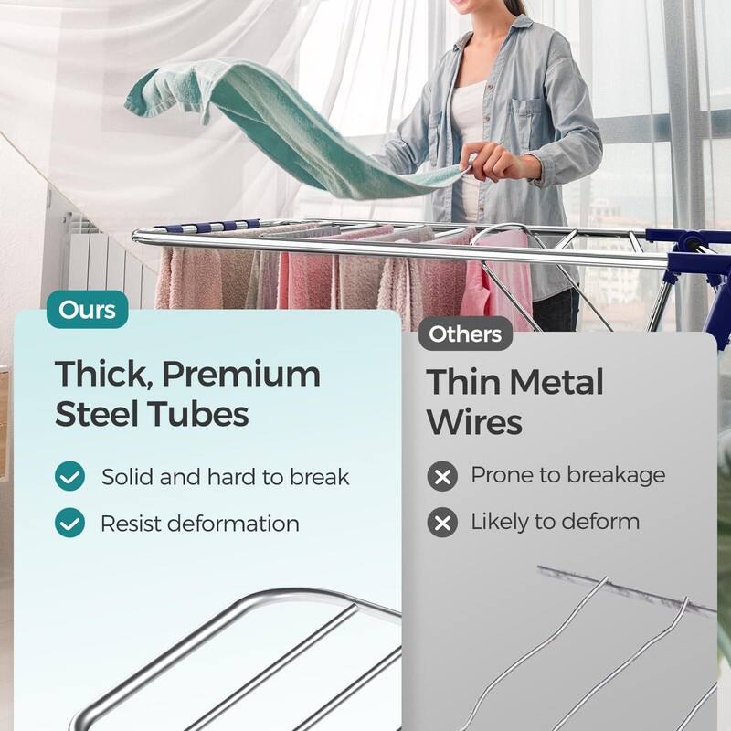 Clothes Drying Rack, Foldable 2-Level Laundry Drying Rac - 2 Tiers（22"D x 61.8"W x 64.3''H )