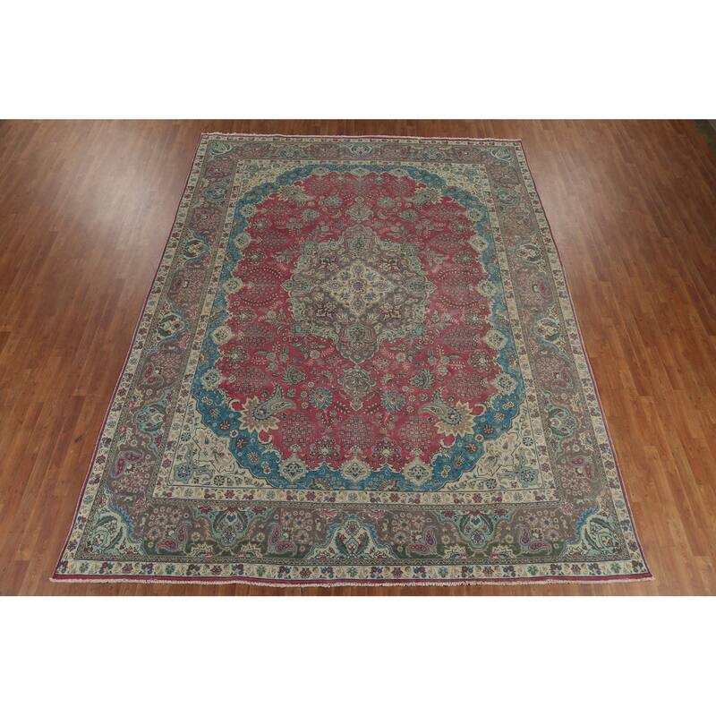 Tabriz Persian Vintage Area Rug Handmade Wool Carpet - 10'1"x 12'10"